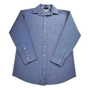 Tommy Hilfiger Dress Shirt Mens 16 32/33 Blue Stripe Regular Fit Button Up